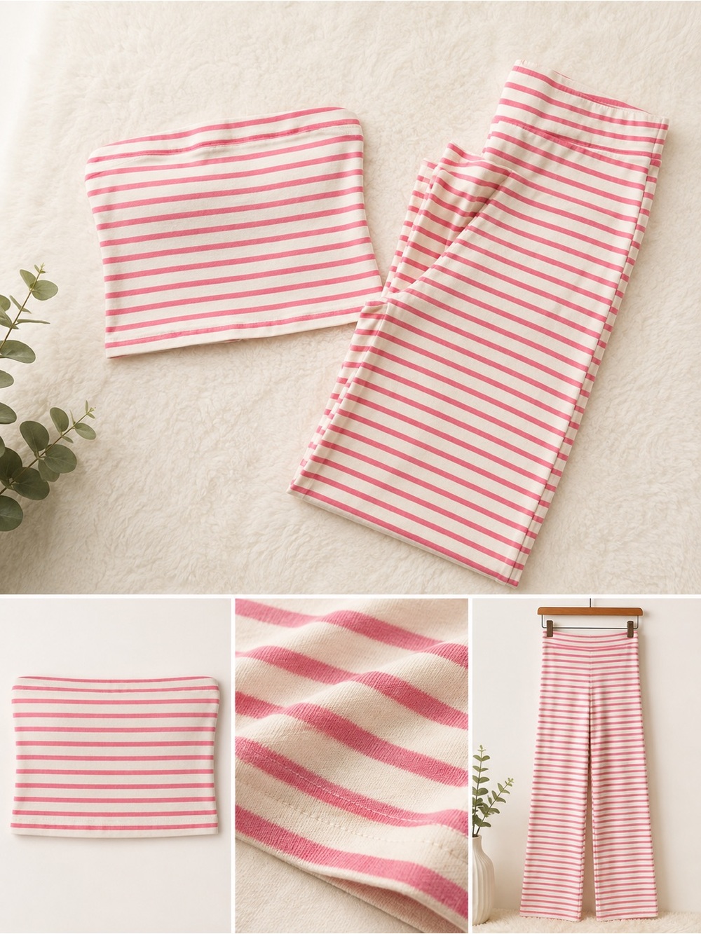 Altar'd State Pink and Cream Striped Knit Maxi Skirt